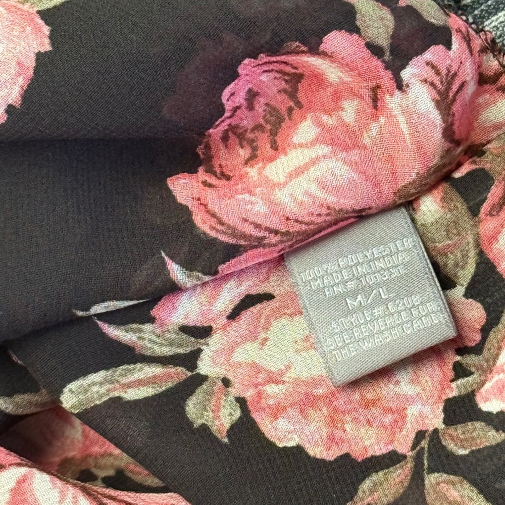 Charolette Russe FloralKimono Wrap Cardigan Dark Floral Sheer Cover Up - Picture 7 of 7